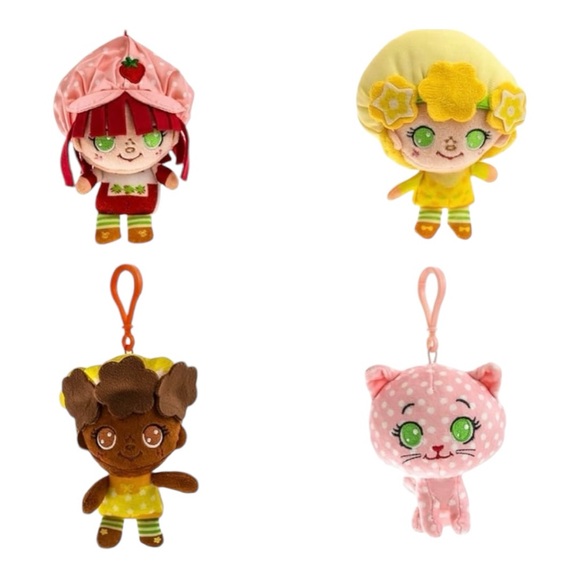 Strawberry Shortcake Doll Plush Bag Clip Bag Charms Complete Set of 4 - Picture 1 of 7